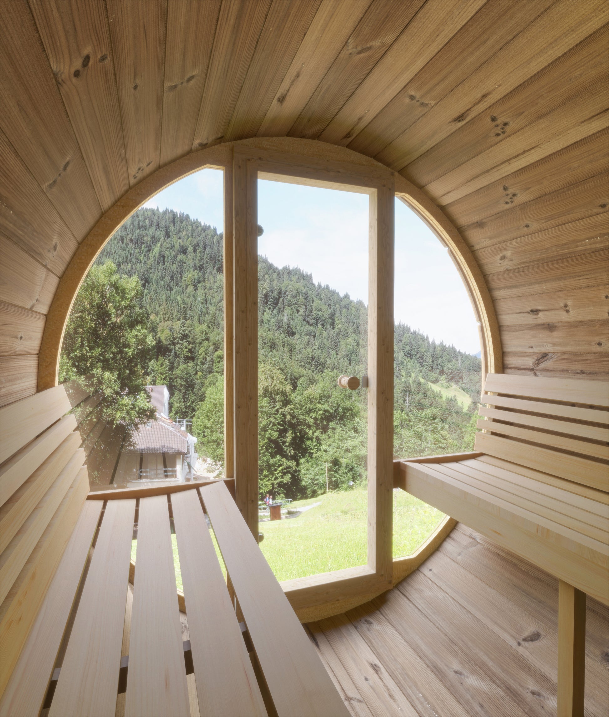 SaunaLife E7G 4 Person Barrel Sauna - Bench View