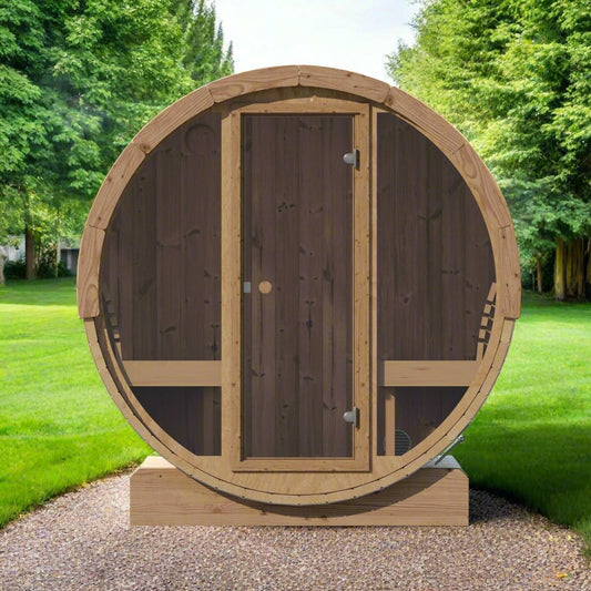 SaunaLife E7G 4 Person Barrel Sauna - Front View