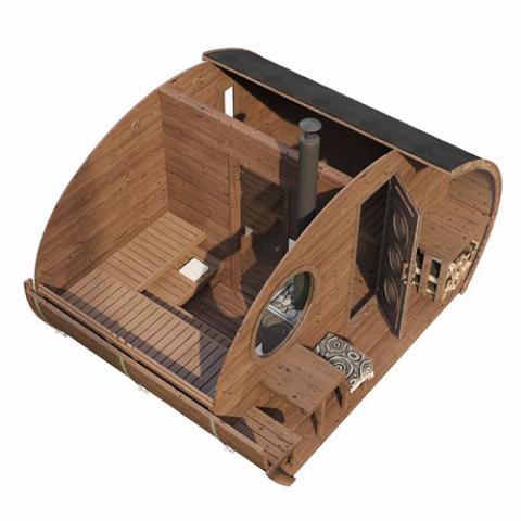 SaunaLife G11 8 Person Outdoor Sauna Cutaway View