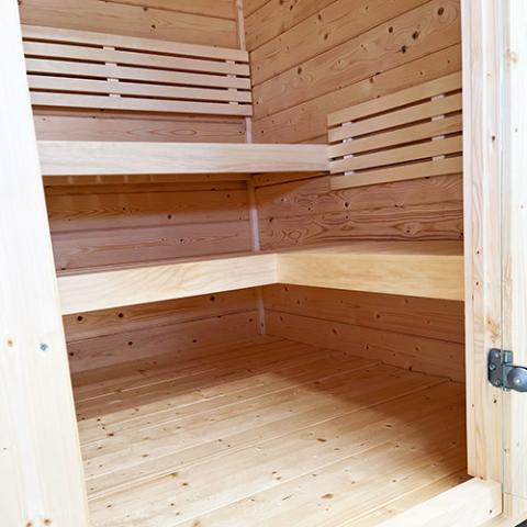 Interior of the SaunaLife G2 Outdoor Traditional Sauna