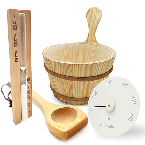 SaunaLife Sauna Bucket And Ladle With Thermometer – Sun Valley Saunas