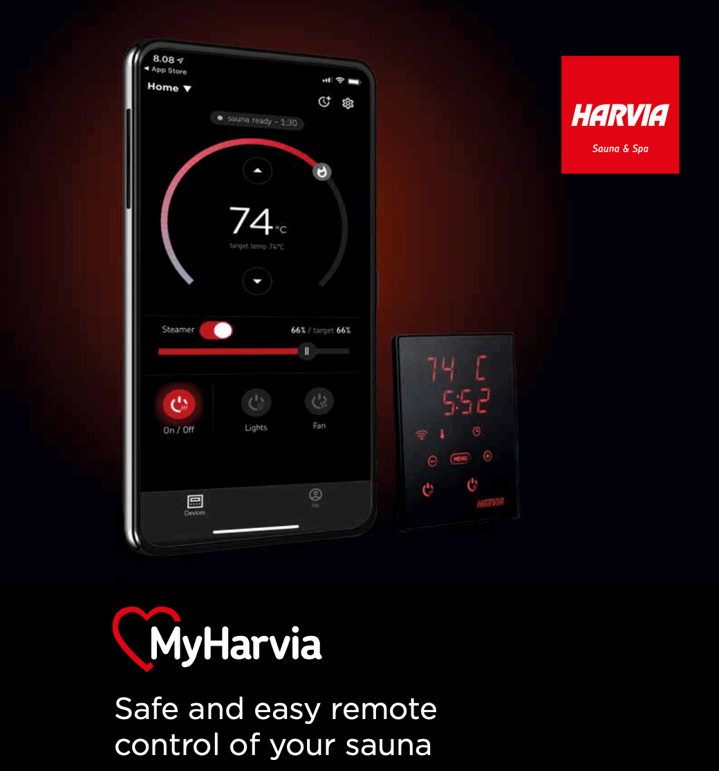 Harvia Xenio WiFi Electric Sauna Heater Control - Sun Valley Saunas