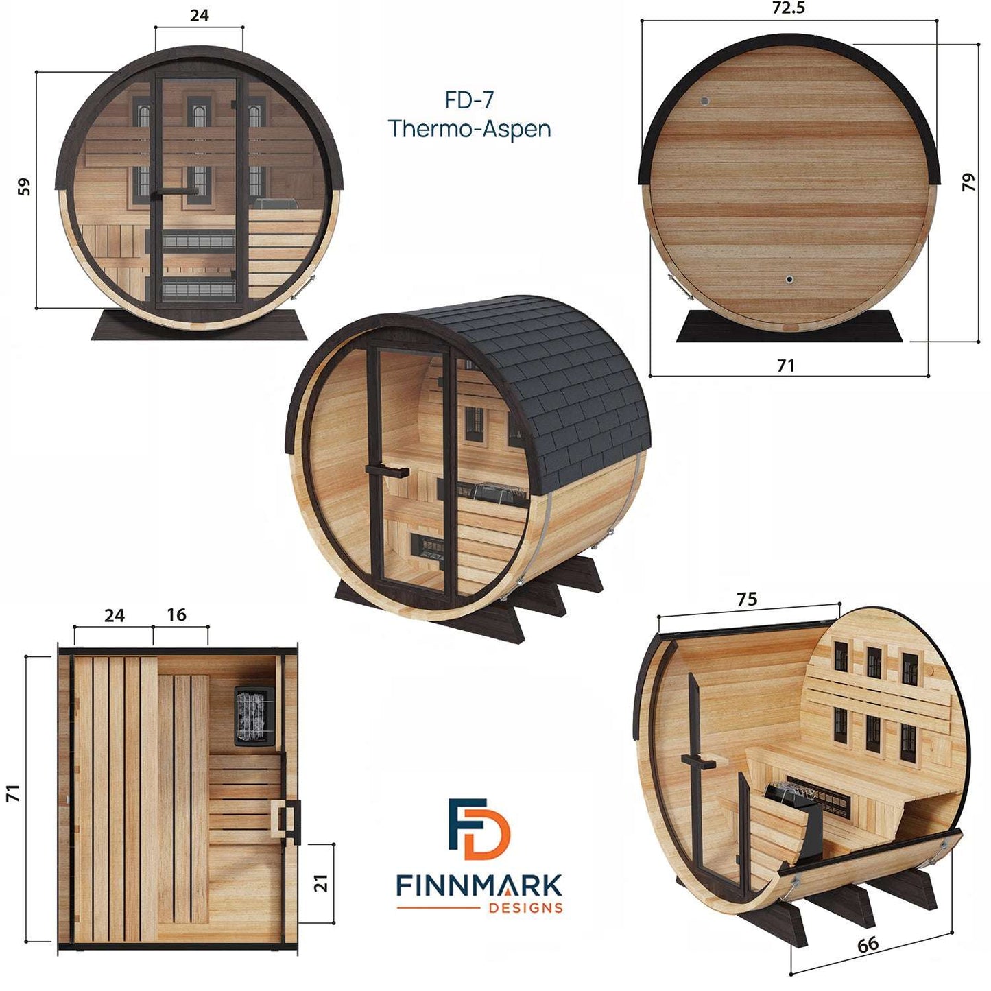 Dimensions of the Finnmark Outdoor Barrel Sauna