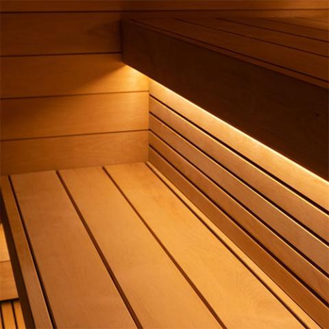 Interior bench of Saunum AirCube Space