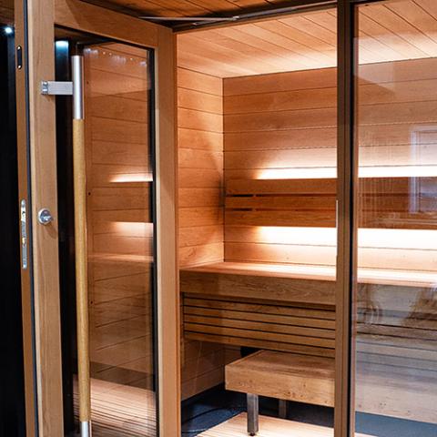 Saunum AirCube 3 Outdoor Sauna Interior