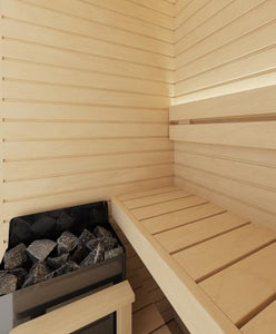 Auroom Cala Glass Mini Traditional 1 Person Sauna Aspen Interior View
