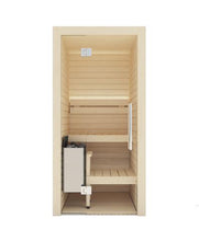 Load image into Gallery viewer, Auroom Cala Glass Mini Traditional 1 Person Sauna Aspen Front View