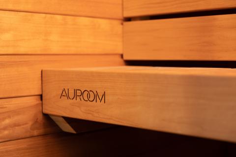 Auroom Logo On Sauna Bench