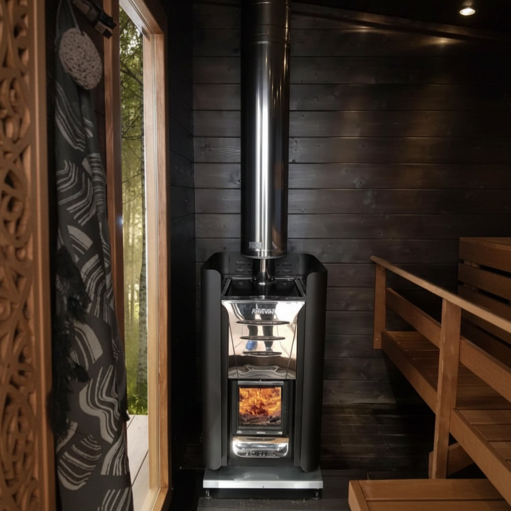 Harvia WL 450 on a Harvia M3 Wood Burning Sauna Heater