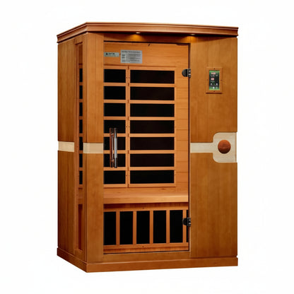 Dynamic 2-Person Low EMF Far Infrared Sauna, angled front view