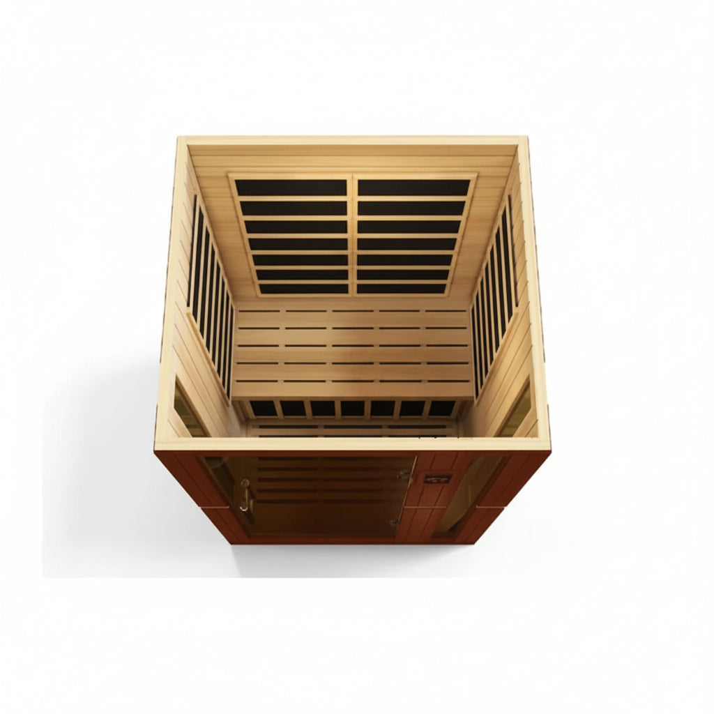 Dynamic Vittoria 2 Person Low EMF Infrared Sauna, top angled view