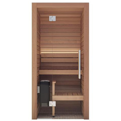 Auroom Cala Glass Mini Traditional 1 Person Sauna Front View