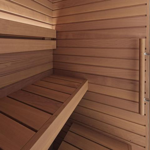 Auroom Cala Glass Mini Traditional 1 Person Sauna Interior View