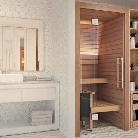 Auroom Cala Glass Mini Traditional 1 Person Sauna in Bathroom