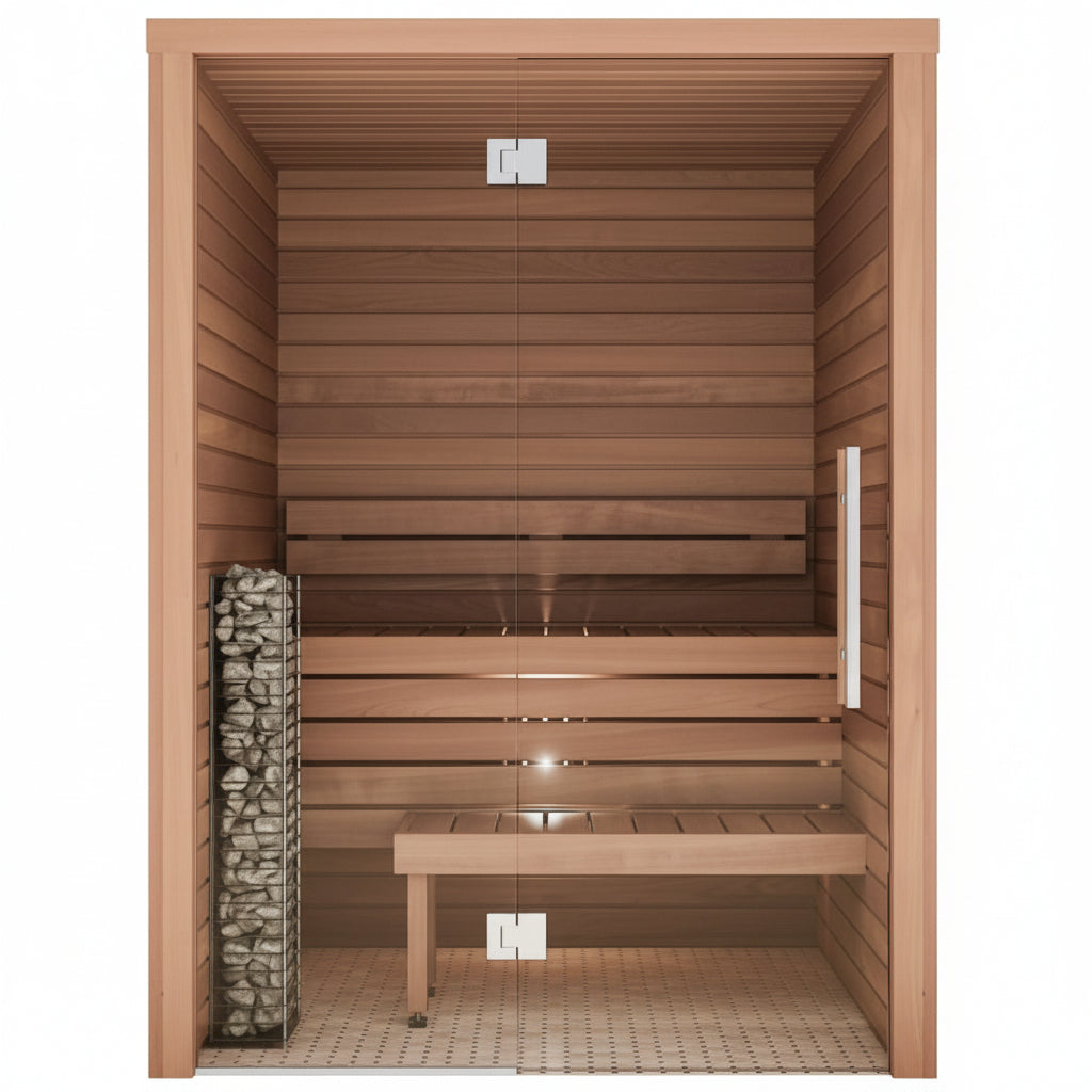 Auroom Cala Glass Indoor Traditional Sauna Front View
