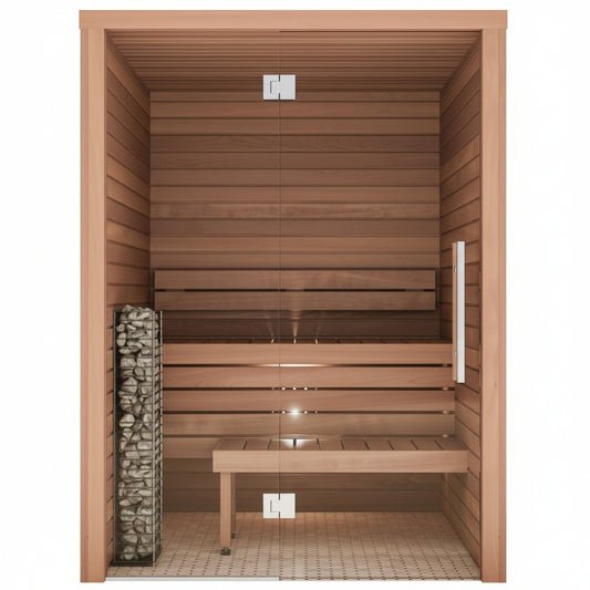 Auroom Cala Glass Indoor Traditional Sauna Front View