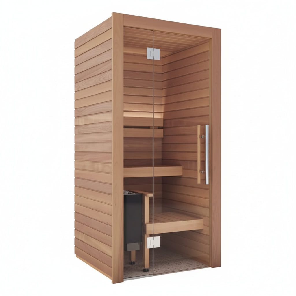 Auroom Cala Glass Mini Traditional 1 Person Sauna Thermo-Aspen