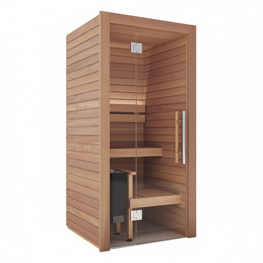 Auroom Cala Glass Mini Traditional 1 Person Sauna Thermo-Aspen