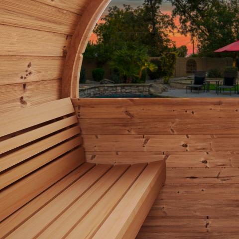 SaunaLife E8W 6 Person Barrel Sauna Panoramic Window