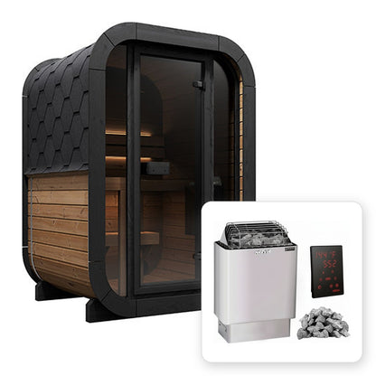 SaunaLife CL3G 2-Person Outdoor Cube Sauna with 4.5kW Harvia Kip heater, WiFi control and stones