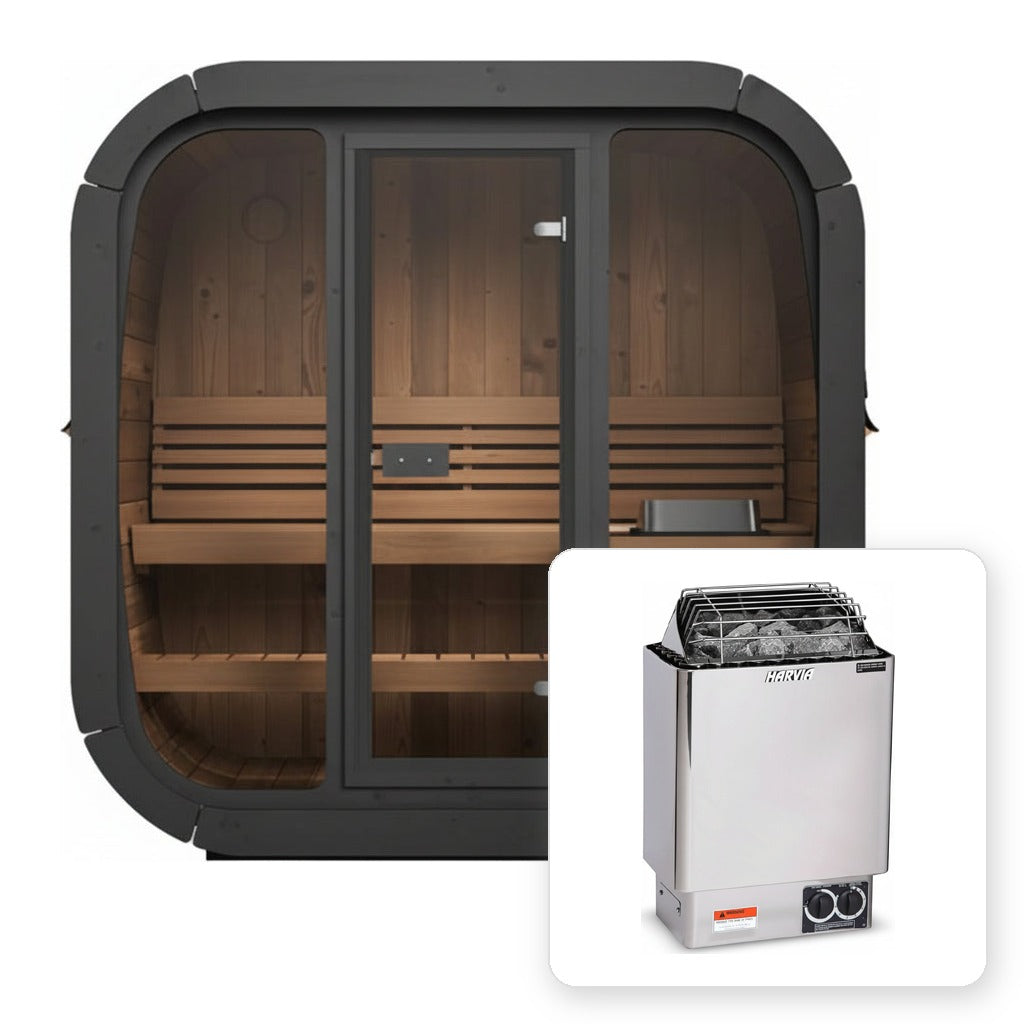 SaunaLife CL4G Outdoor Cube Sauna with 8kW Harvia Kip heater with built-in controls