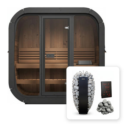 SaunaLife CL4G Outdoor Cube Sauna with 8kW Harvia Spirit heater, WiFi control and stones