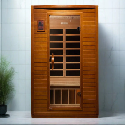 Dynamic Versailles Infrared Sauna in a bathroom with a plant