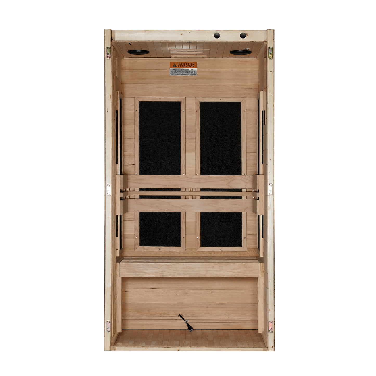 Back of Dynamic Veneto Elite 1 Person Low EMF Far Infrared Sauna on checkered background