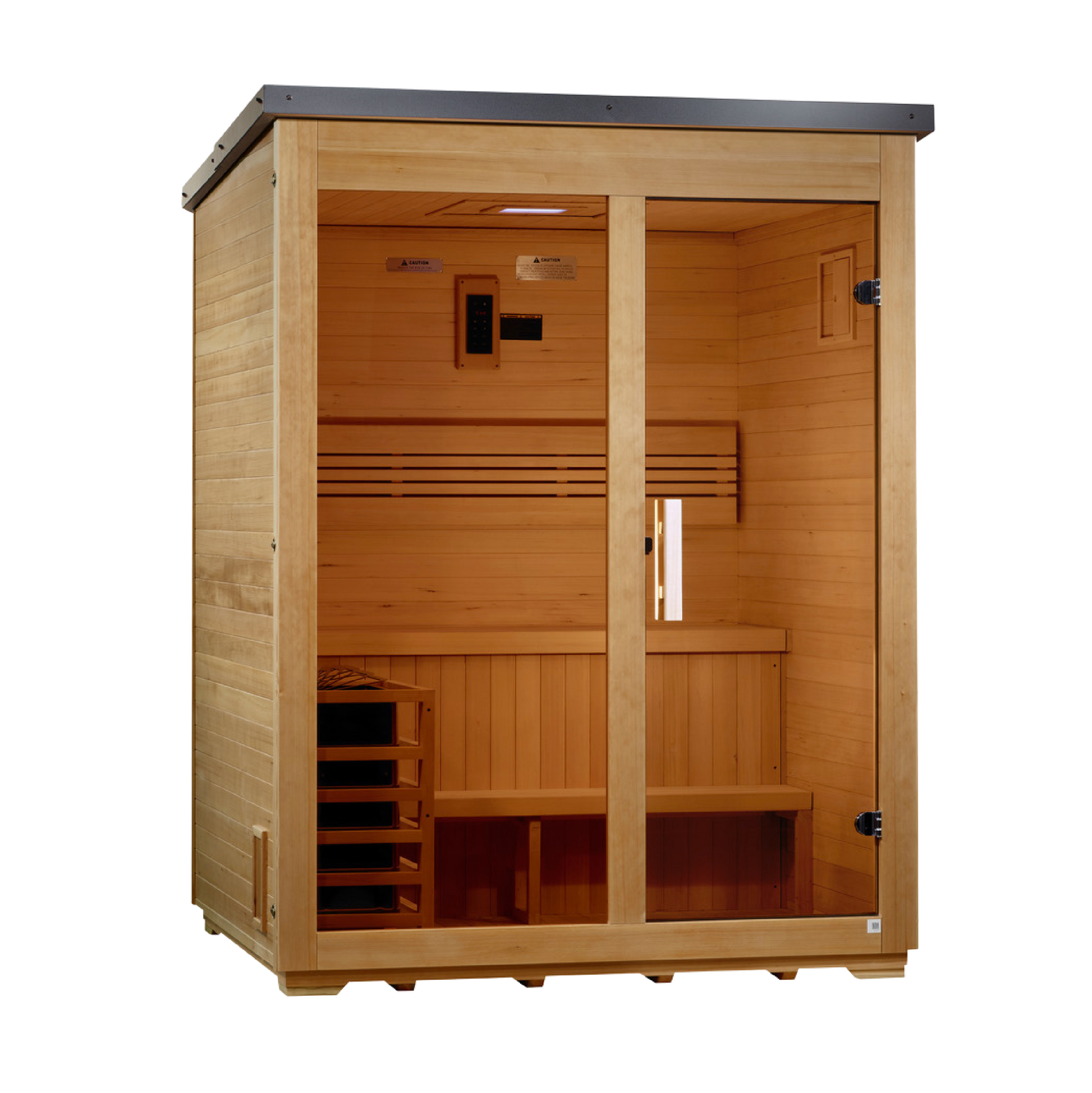 Golden Designs Arlberg 3-Person Traditional Flat Roof Outdoor Sauna - Side