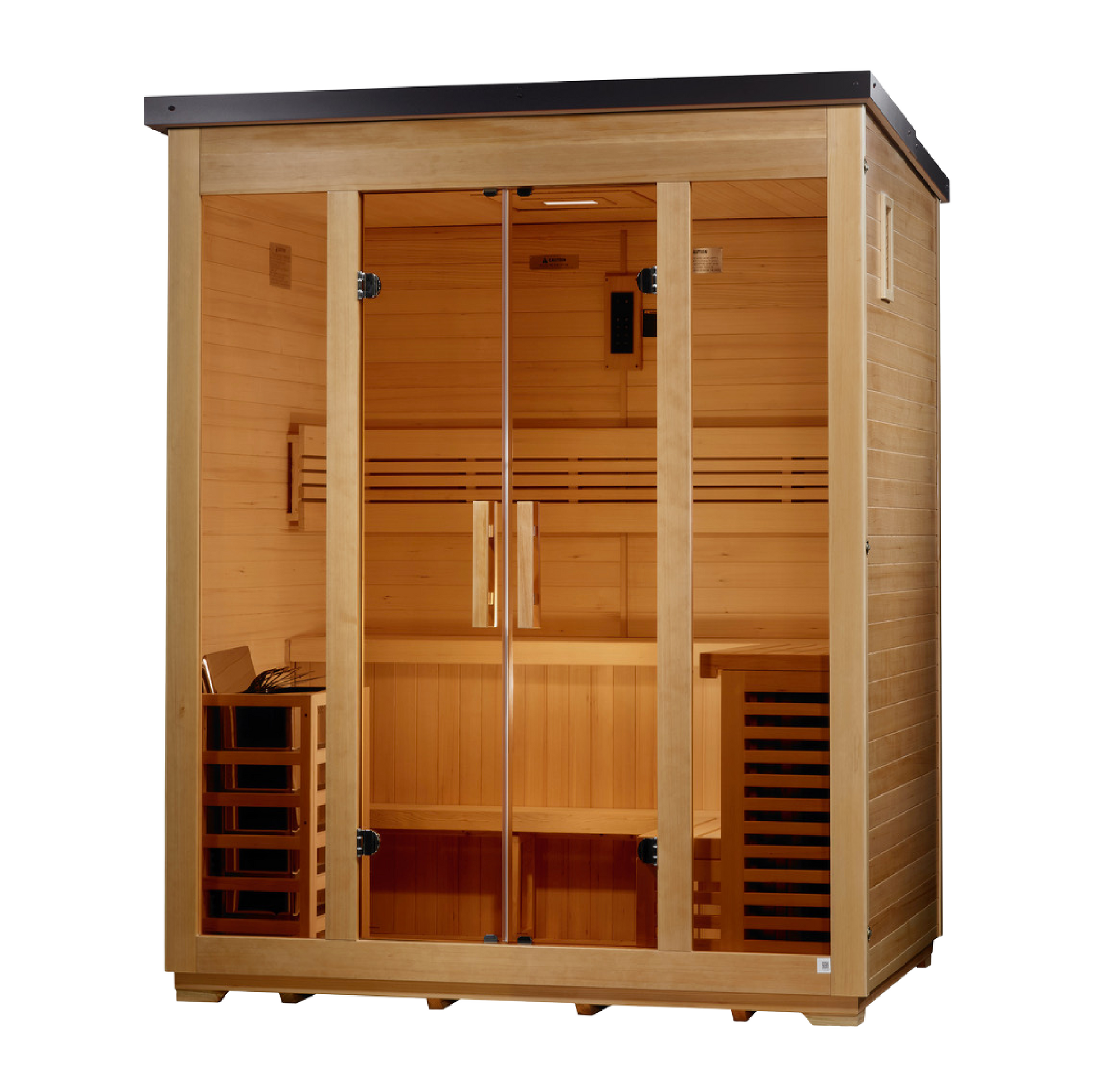 Golden Designs Vorarlberg 5-Person Traditional Flat Roof Outdoor Sauna - side view