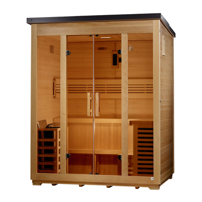 Golden Designs Vorarlberg 5-Person Traditional Flat Roof Outdoor Sauna - side view