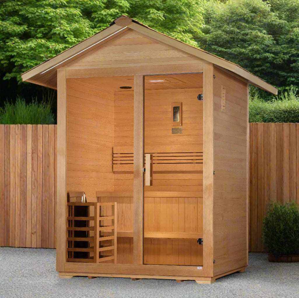 Golden Designs Arlberg 3-Person Traditional Outdoor Sauna – Sun