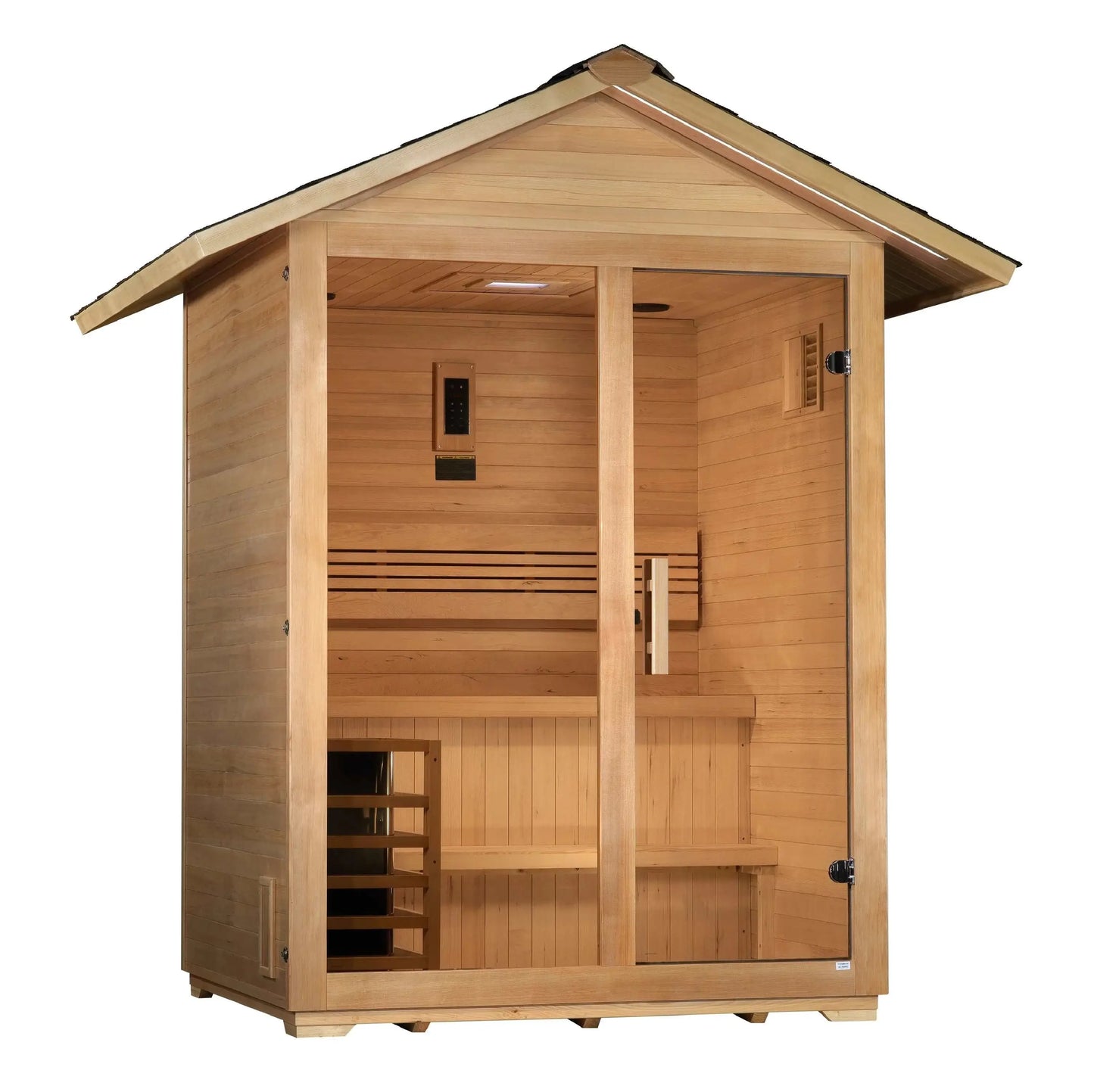 Golden Designs Arlberg 3 Person Outdoor Traditional Sauna, GDI-8103-01, Side View