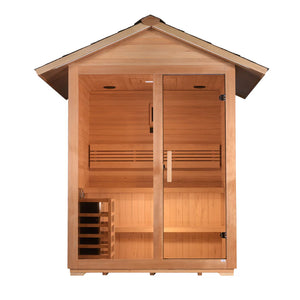 Golden Designs Arlberg 3 Person Traditional Outdoor Sauna, GDI-8103-01, Front View