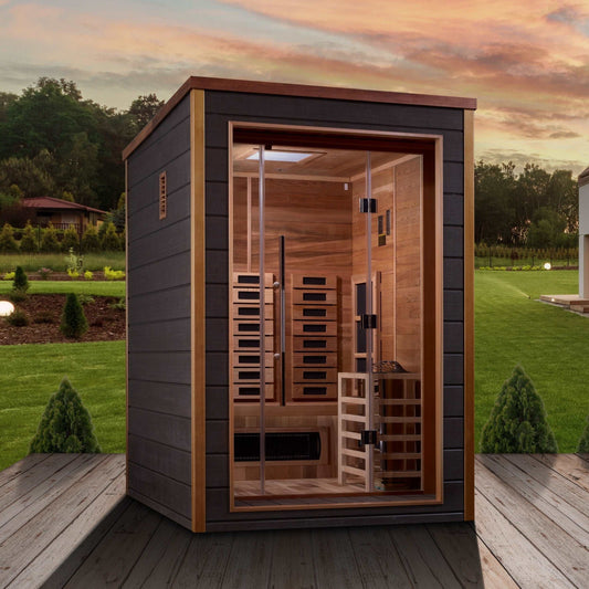 Golden Designs Nora 2 Person Hybrid Sauna GDI-8222-01 Outside on Deck