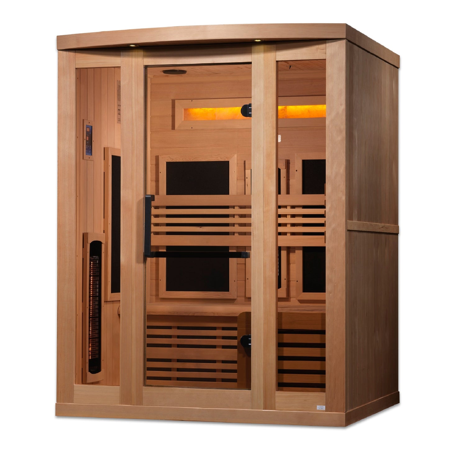 Golden Designs Reserve 3-Person Near Zero EMF Full Spectrum Infrared Sauna with Himalayan Salt Bar - Side