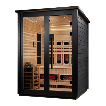 Golden Designs Loviisa 3-Person Black Barn Hybrid Outdoor Sauna - Side