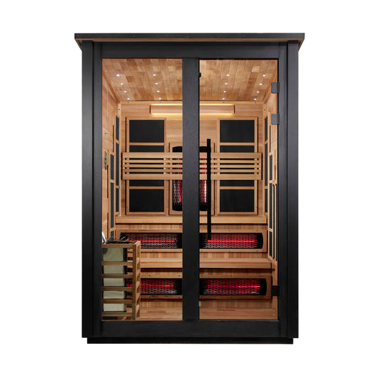 Golden Designs Kaskinen 6-Person Black Barn Hybrid Outdoor Sauna - Front