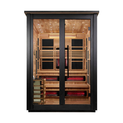 Golden Designs Kaskinen 6-Person Black Barn Hybrid Outdoor Sauna - Front