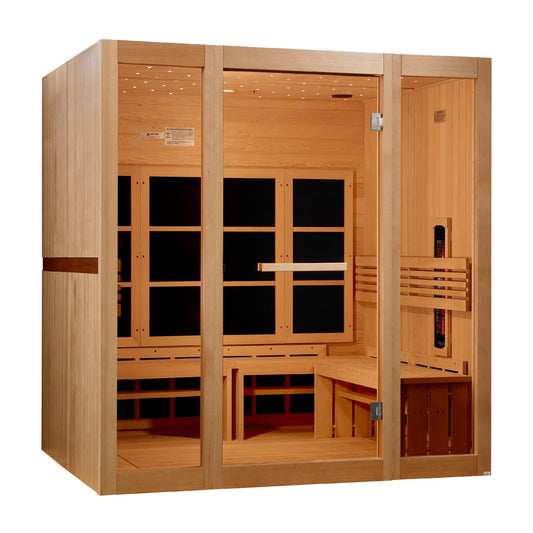 Golden Designs Catolonia 8 Person Full Spectrum Near Zero EMF FAR IR Sauna left side