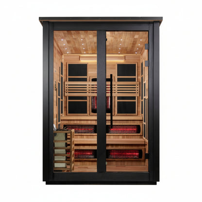 Golden Designs Kaskinen 6-Person Black Barn Hybrid Outdoor Sauna - Front