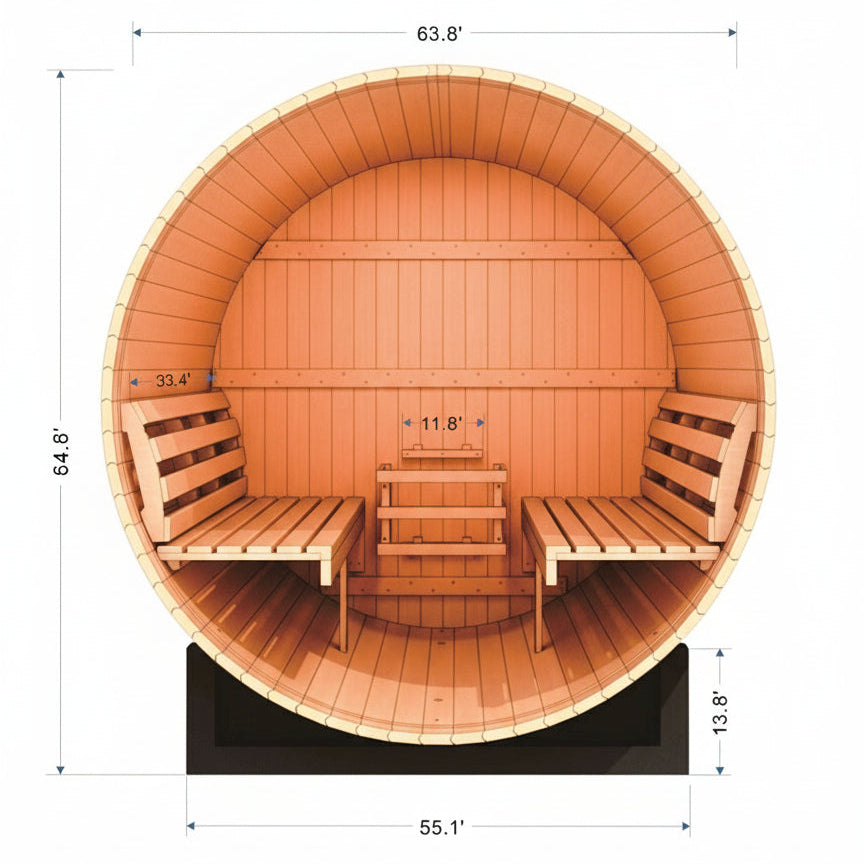 Interior of the Golden Designs Arosa 4 Person Barrel Sauna