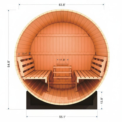 Interior of the Golden Designs Arosa 4 Person Barrel Sauna
