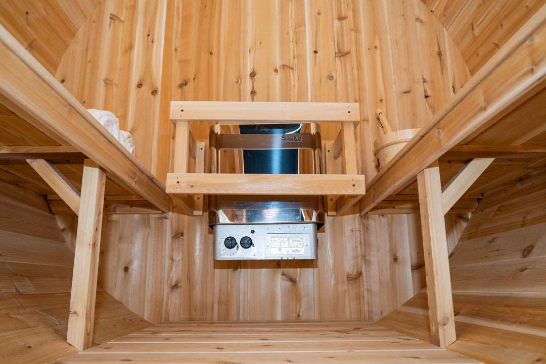 Canadian Timber Tranquility CTC2345W Traditional Outdoor Barrel Sauna Harvia Heater