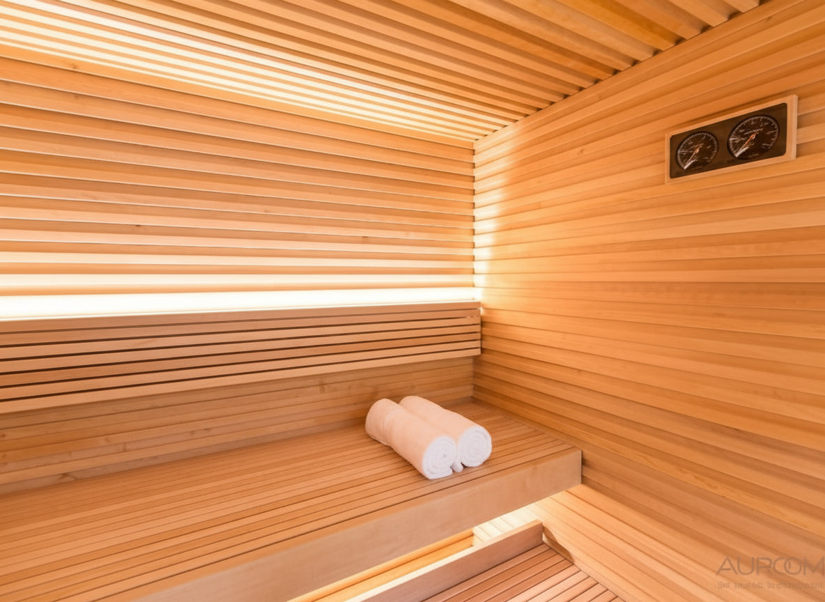 Interior of the Auroom Nativa At Home Traditional Luxury Sauna
