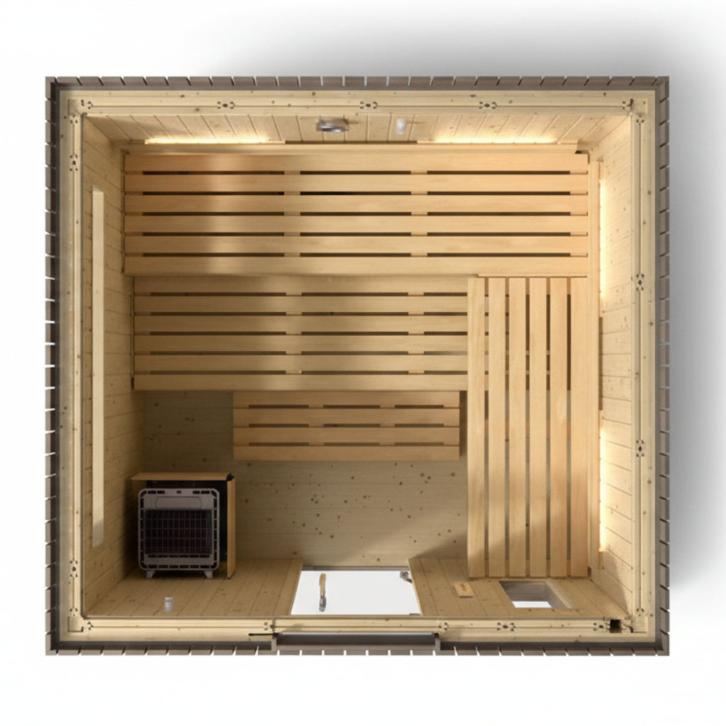 Koher C2 6 Person Outdoor Traditional Sauna-top open view