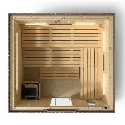 Koher C2 6 Person Outdoor Traditional Sauna-top open view