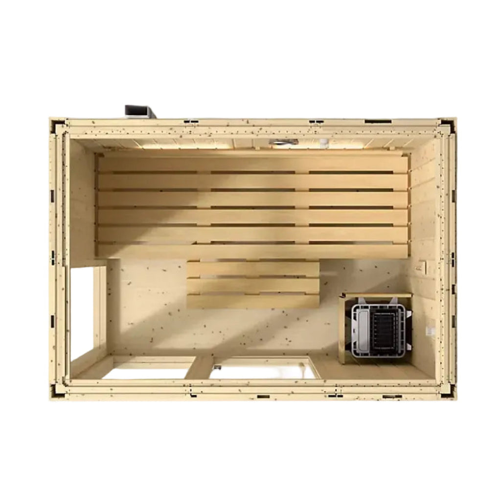Kohler C1 3-person indoor sauna with floor top view
