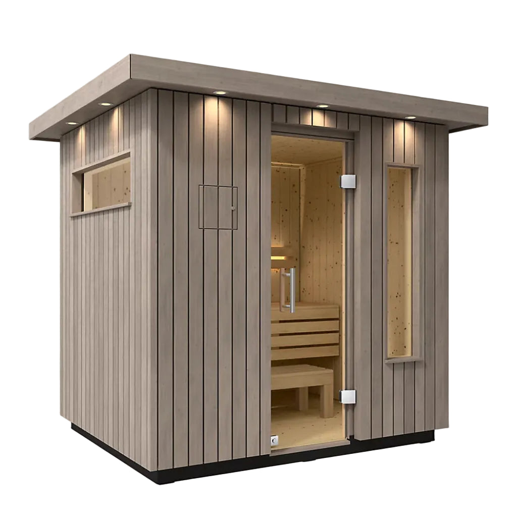 Kohler C2 3 Person Indoor Traditional Sauna- Gray angled view