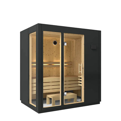 Kohler C1 3-person indoor sauna without floor front view angled
